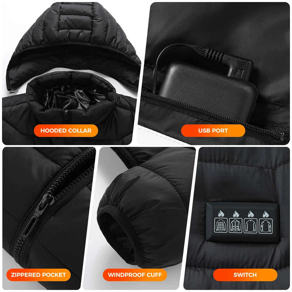 TODWARM Heated Jacket 26 Areas Winter Men's Women's Motorcycle Jacket USB Electric Heating Jacket Heated Vest Moto Thermal Cloth