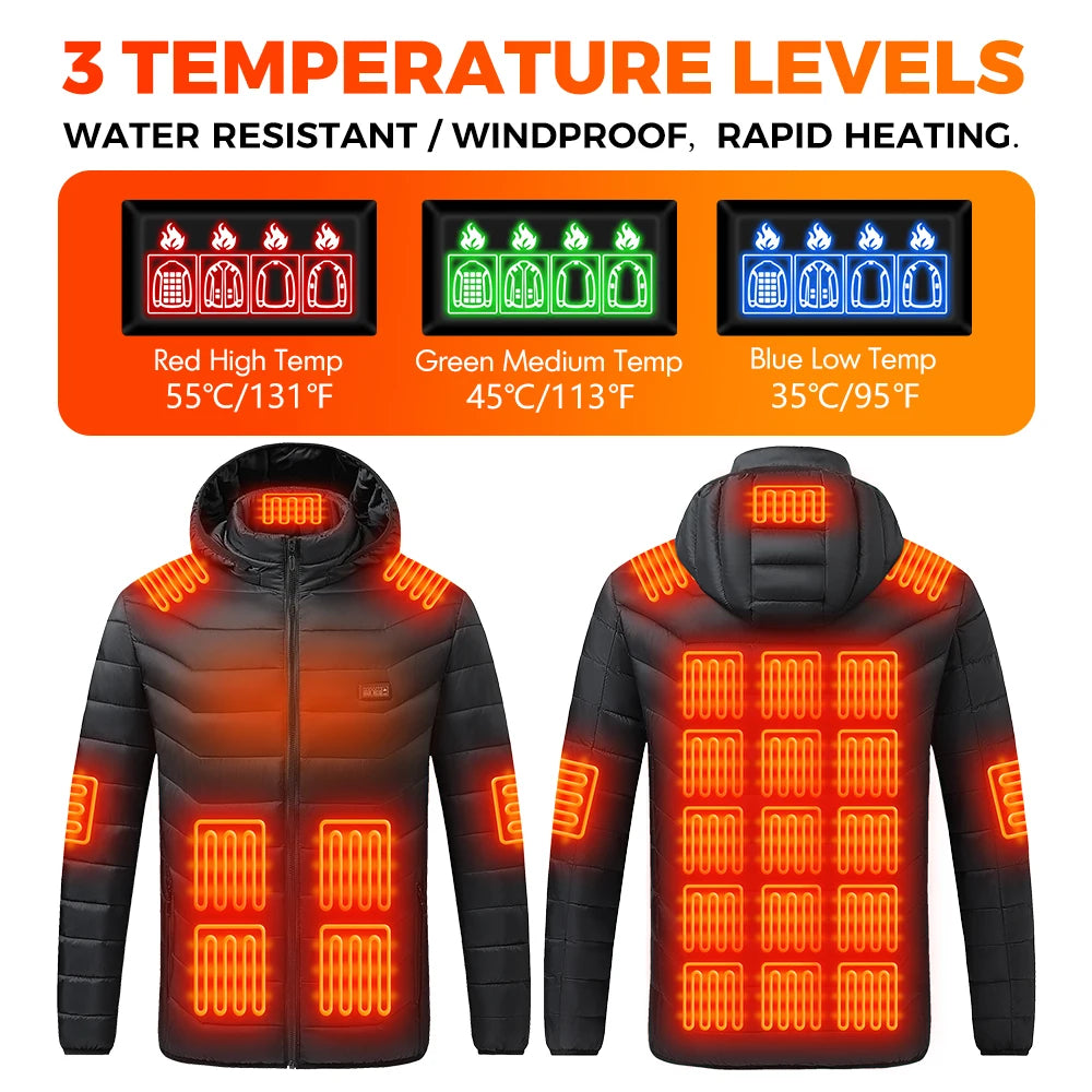TODWARM Heated Jacket 26 Areas Winter Men's Women's Motorcycle Jacket USB Electric Heating Jacket Heated Vest Moto Thermal Cloth